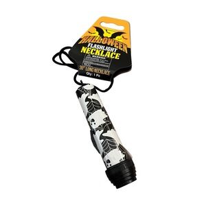 Halloween Flashlight Necklace White Black & White Ghosts Print